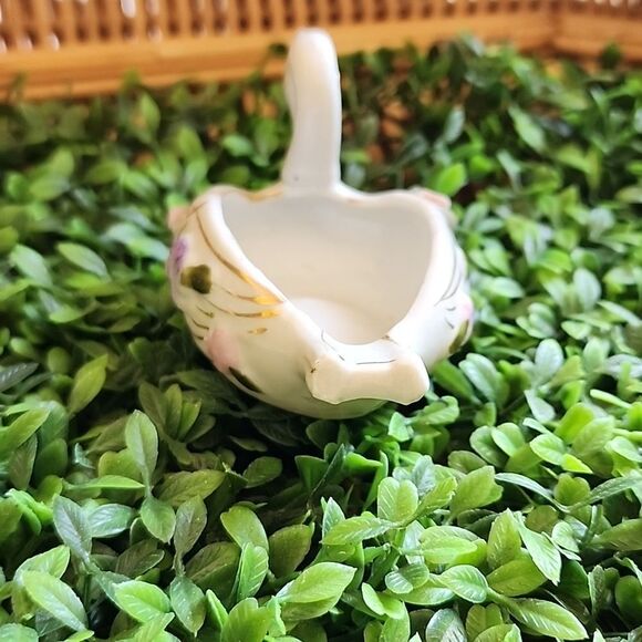 Vintage Porcelain Floral Swan Ash Tray Sphinx Japan Coquette Bridal - Picture 8 of 12